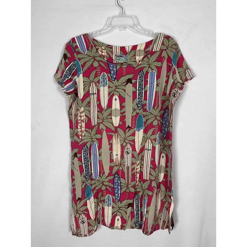 Reyn Spooner Vintage 90s Rayon Dress Hawaiian Women's Small Surfboards Sz Large